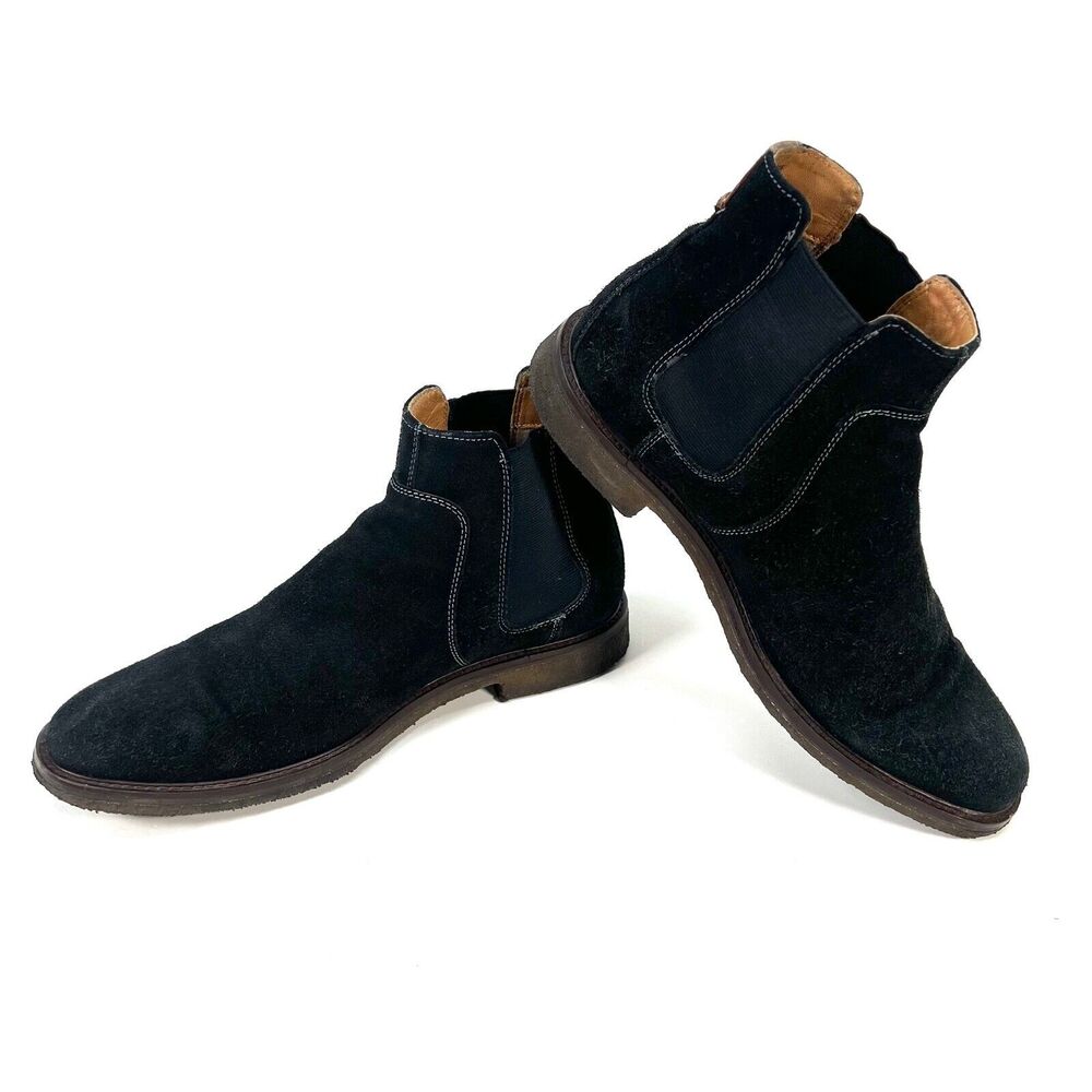 Johnston & Murphy Men's Chelsea Style Boot Size 9.5 Black Suede, MSRP $198